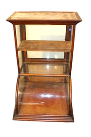 Antique country store oak counter top display cabinet