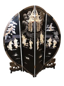 Asian mother of pearl 4 section round room divider