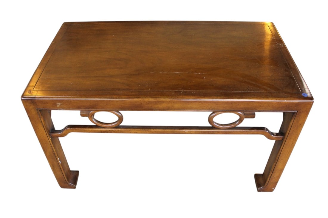 Asian solid mahogany console table: Asian solid mahogany console table, original finish, structurally sound with some wear on top, 24"h x 42"w x 24"d