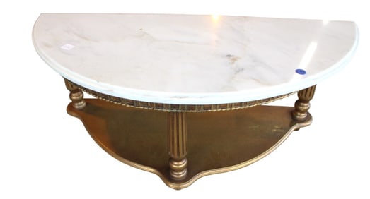Vintage Italian petite demilune marble top console