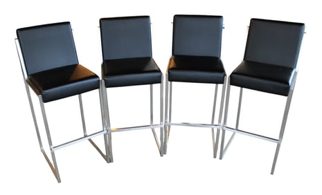 Set of 4 brush steel leather style stools