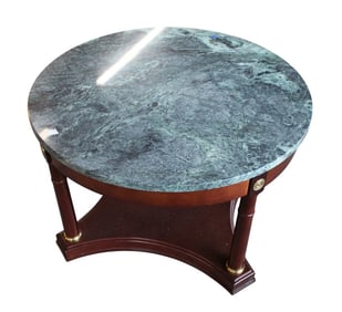 Round marble top and mahogany accent table