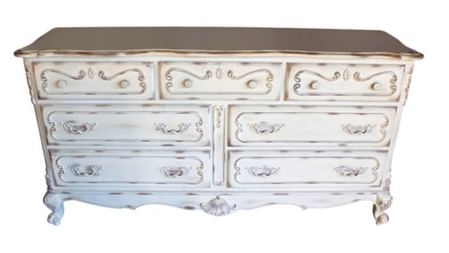 Lane Furniture french paint decorated low chest
