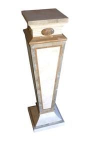 Nice cultured laminated marble top pedestal attrib. Maitland Smith