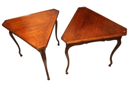 Pair vintage triangle country french side tables