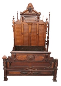 Impressive antique Victorian high back full size  bed