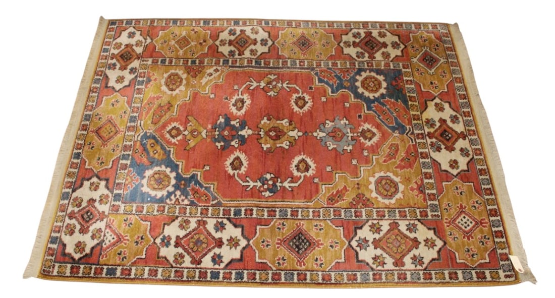Vintage hand stitched rug 63" x 50" (1 of 4)