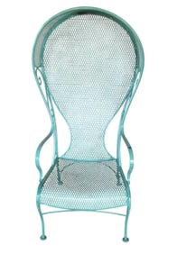 Mid century iron porter hooded wire mesh chair