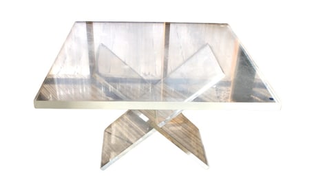 Mid century Lucite X-frame base square table
