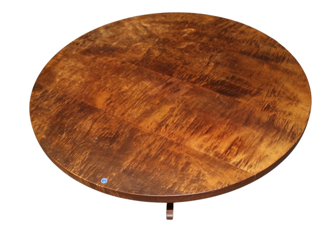 Mid-C tiger maple 42" round cocktail table (1 of 4)