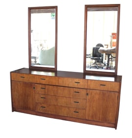 MCM walnut dresser with removable mirrors