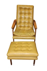 Mid century modern lounge chair and ottoman