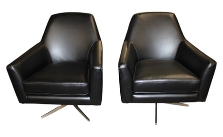 MCM Back Creak swivel leather style club chairs