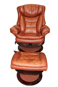 Mid-C Lane zero gravity leather chair and ottoman