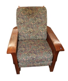 Vintage Bassett mission oak upholstered recliner