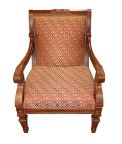 Mahogany carved upholstered arm chair