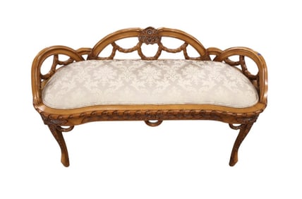 Contemporary french style carved bench
