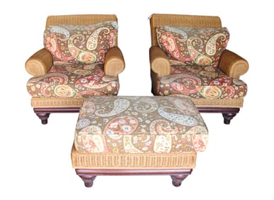 3pc vintage Henry Link oversize wicker seating