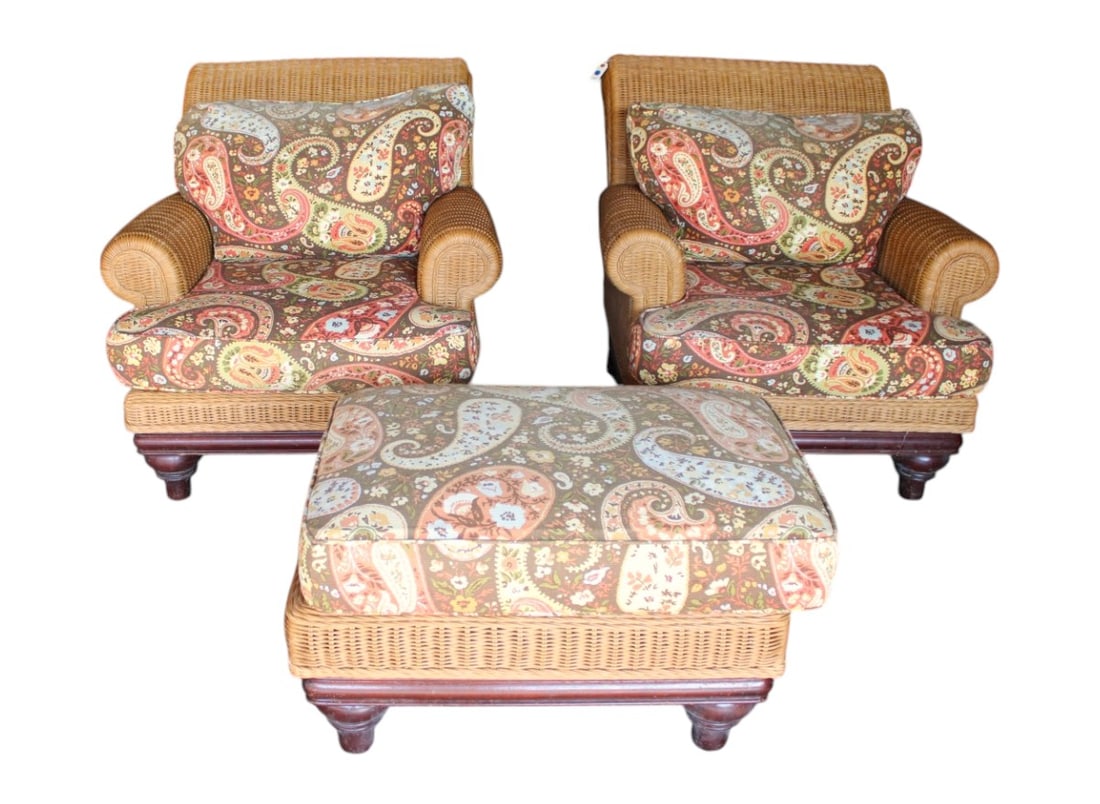 3pc vintage Henry Link oversize wicker seating (1 of 4)