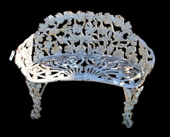 Vintage cast iron ornate carved garden bench