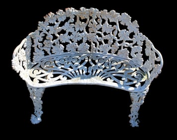 Vintage cast iron ornate carved garden bench