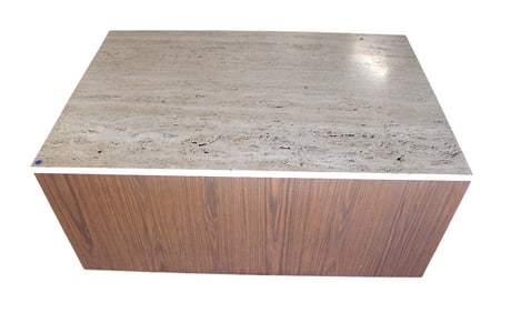 Mid century modern travertine cubicle cocktail table