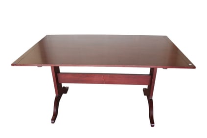 Country style breakfast table on trestle base w/bread board ends