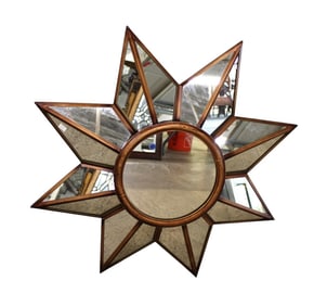 Pier One modern 38" round starburst mirror in metal frame