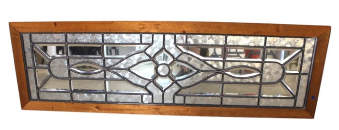 Beautiful lead glass mirror framed transom pane