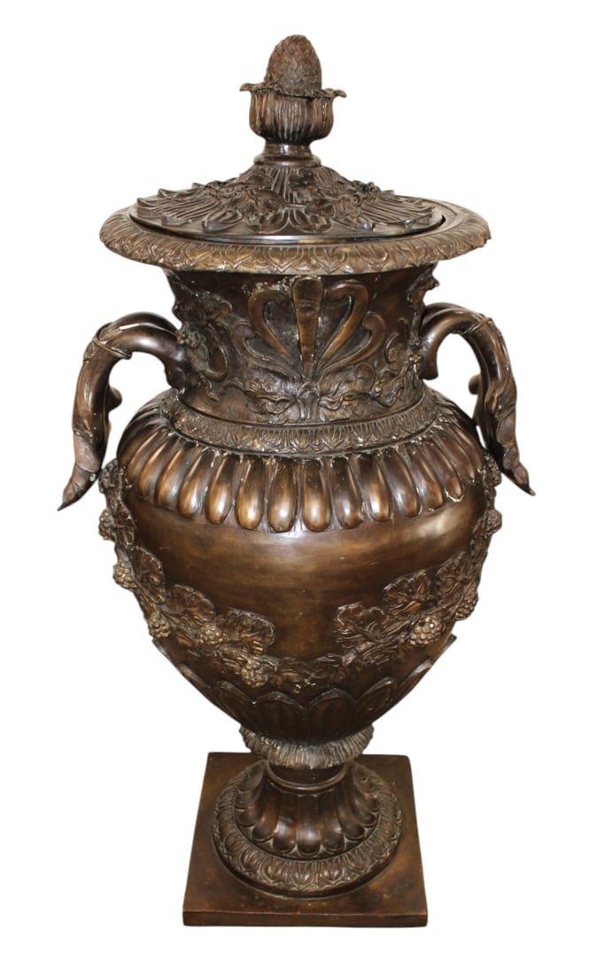 Awesome palace size 4' bronze lidded urn (1 of 7)