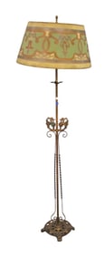 Antique decorative iron pole lamp with shade