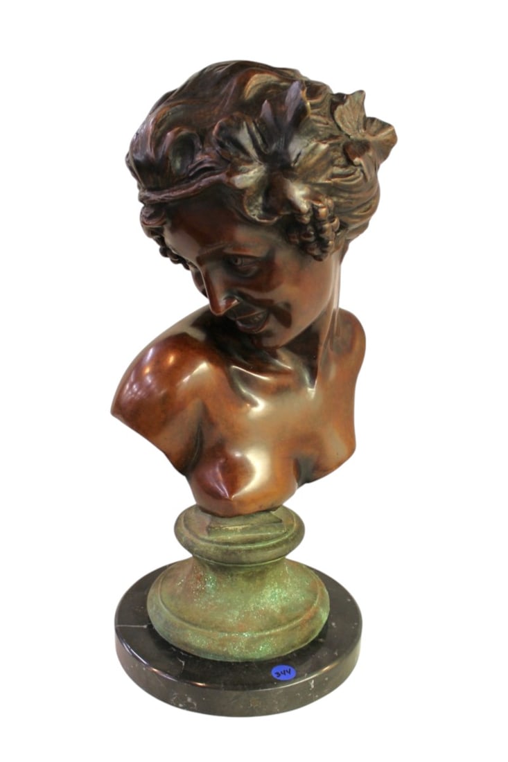 Vintage sg A. SeLuca bronze lady bust on marble base (1 of 6)