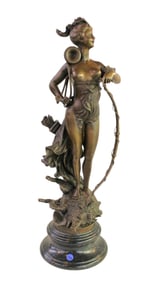 Bronze hunter with boar sg C.B.  on marble base
