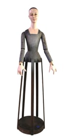 Folk art jointed cage woman figure