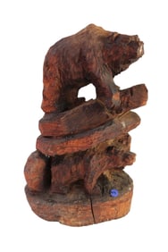 Vintage hand carved double bears