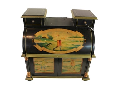 Petite cylinder roll dresser top jewelry box called Golf USA