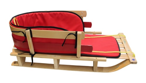LL Bean child's sled pull along with red cushion seat
