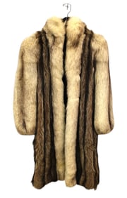 Vintage long fur coat, needs repaired under arms