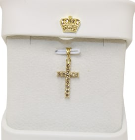 18k yellow gold and diamond cross pendant