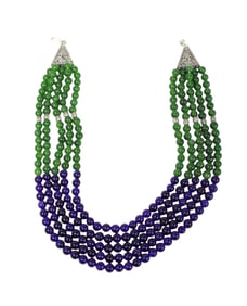 Gorgeous 5 strand jade and dyed quartz necklace