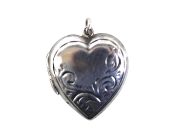 Antique sterling silver heart locket pendant