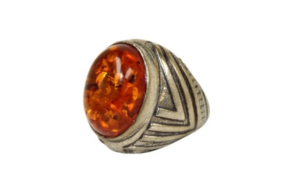 Vintage amber fossil ring size 8.5