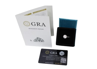 5ct moissanite ring in sterling silver w/GRA certification