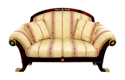 Rare Versace Infinity Gigasso loveseat bronze paw feet greek key inlay