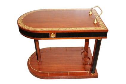 Rare Versace Infinity Gigasso bar cart greek inlay bronze and ebony
