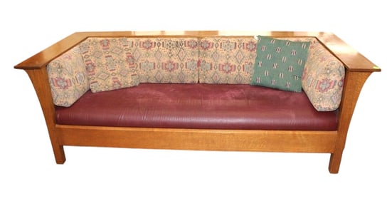 Stickley Mission Oak Even Arm Paneled Sofa