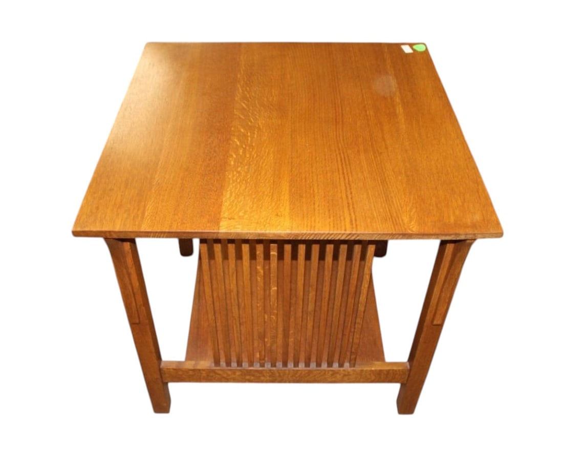Stickley Mission Oak Slatted Side Lamp Table (1 of 5)