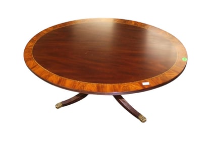 Henkel Harris burl banded oval coffee table