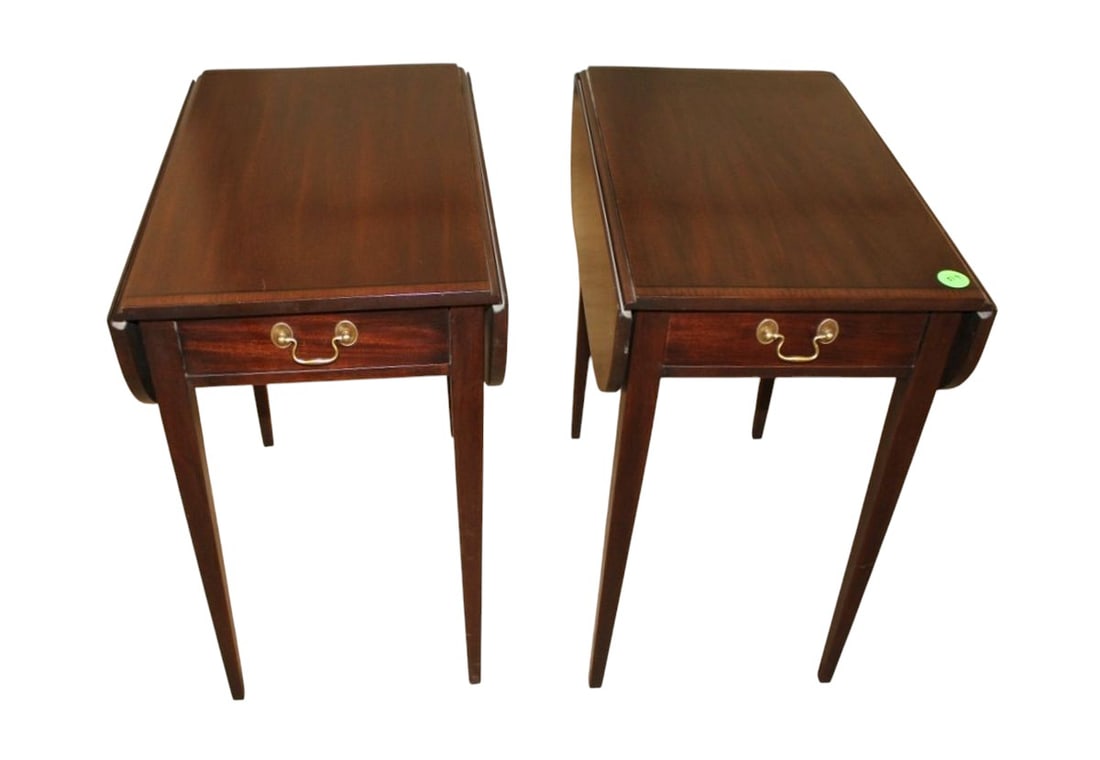 Pair Henkel Harris banded drop leaf pembrook tables (1 of 4)