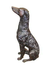 Awesome bronze life-size dog statue signed P. Riley